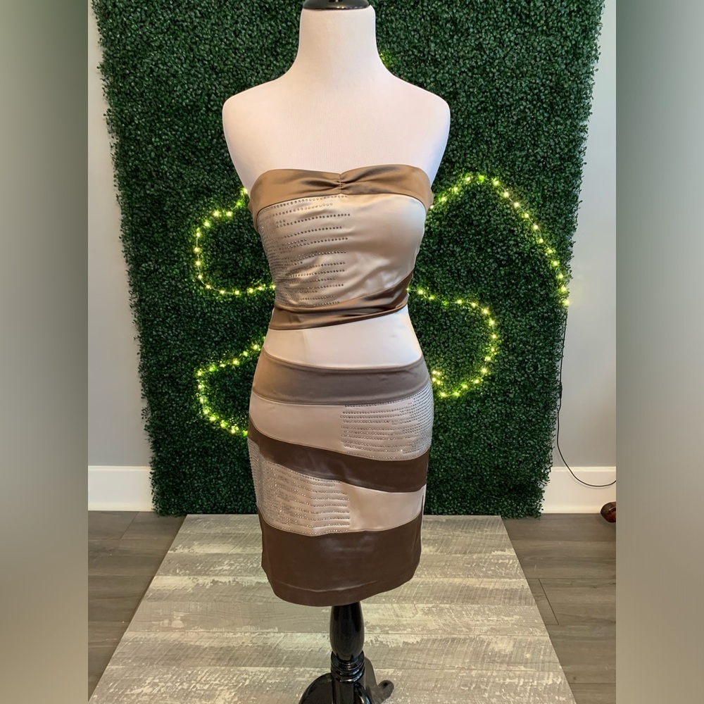 Rhinestone detail mini dress